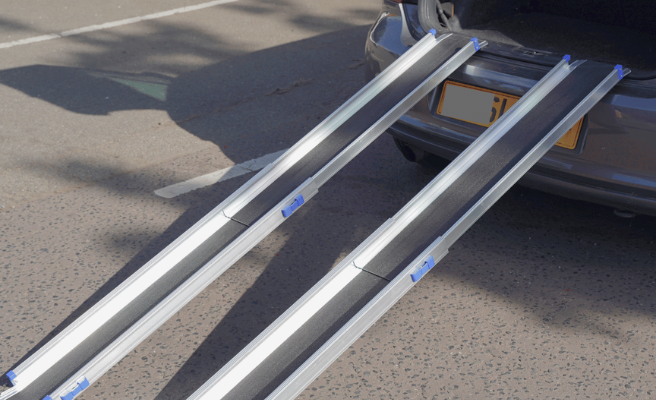 Electric wheelchair telescopic ramps used as a lifting aid | Etech Mobility