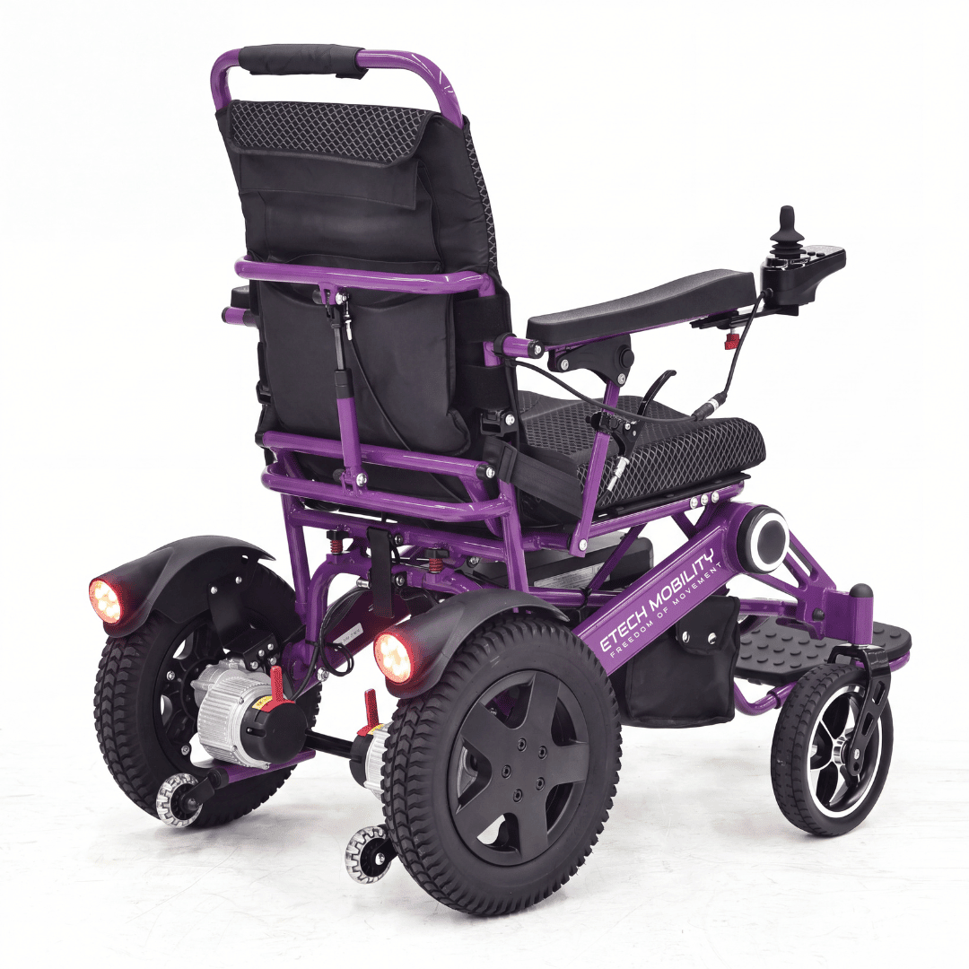 Vanguard 200 – Heavy-Duty Bariatric Folding Electric Wheelchair with 45° Recline & 300W Brushless Motors (200kg Load) - Etech Mobility UK