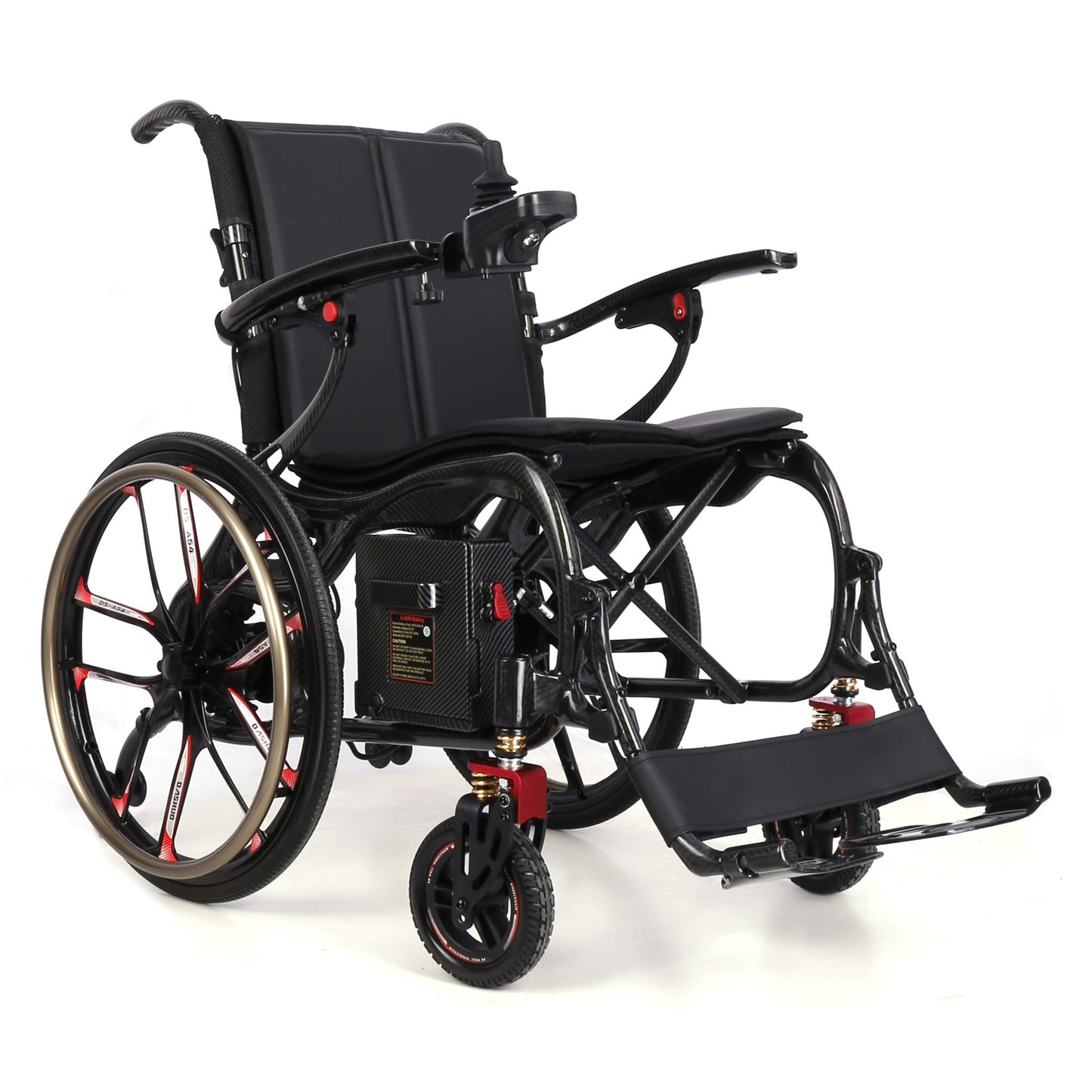 Etech Mobility Vantage Carbon electric wheelchair, right side profile with large rear wheels