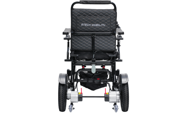 Advanced sine wave brushless motor, lightweight, foldable, wide seat, electric wheelchair | Voyager 185 by Etech Mobility
