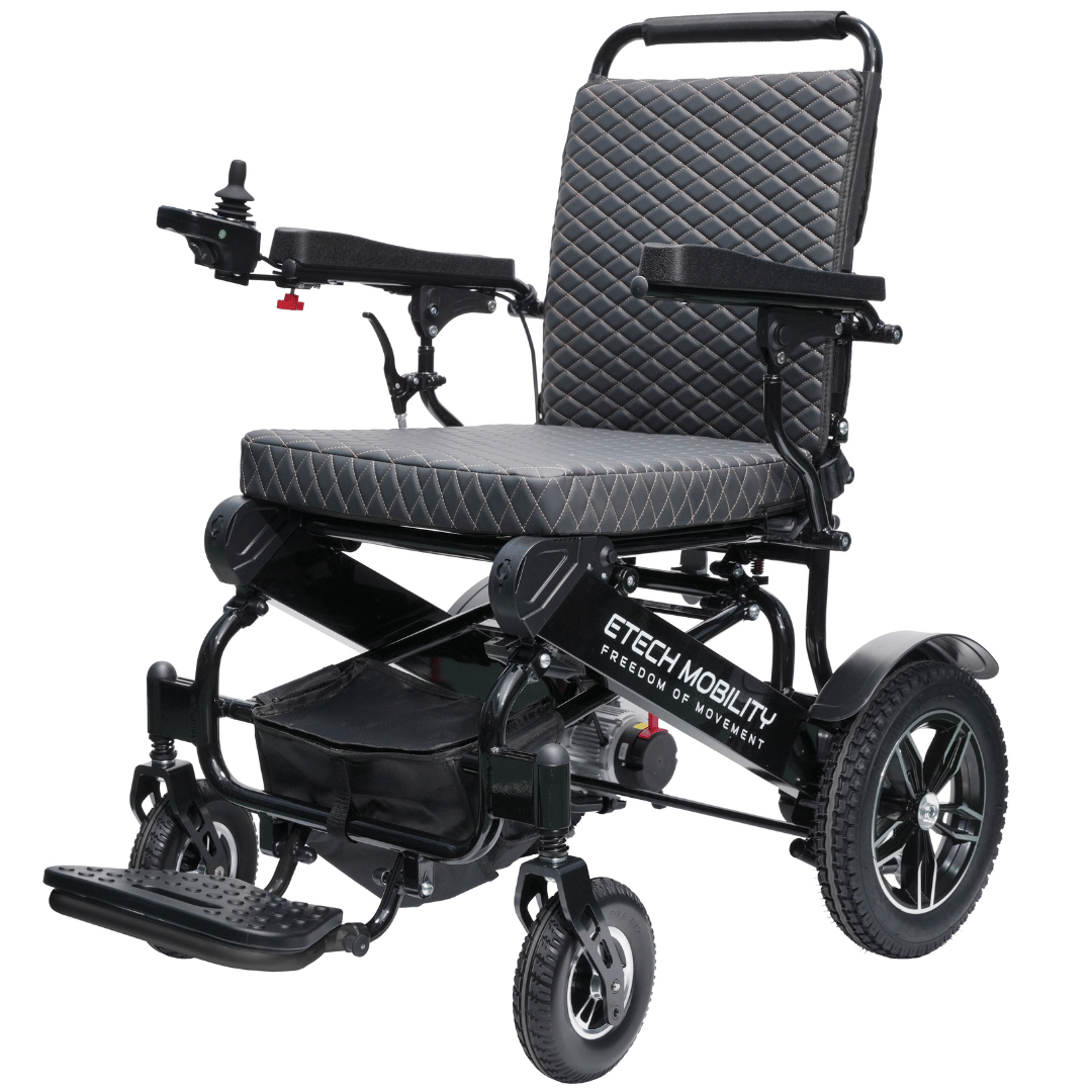 Voyager 185 – Lightweight Electric Wheelchair with Side - Slot Batteries and Reclining Seat (Heavy - duty 185kg Load) - Etech Mobility UK