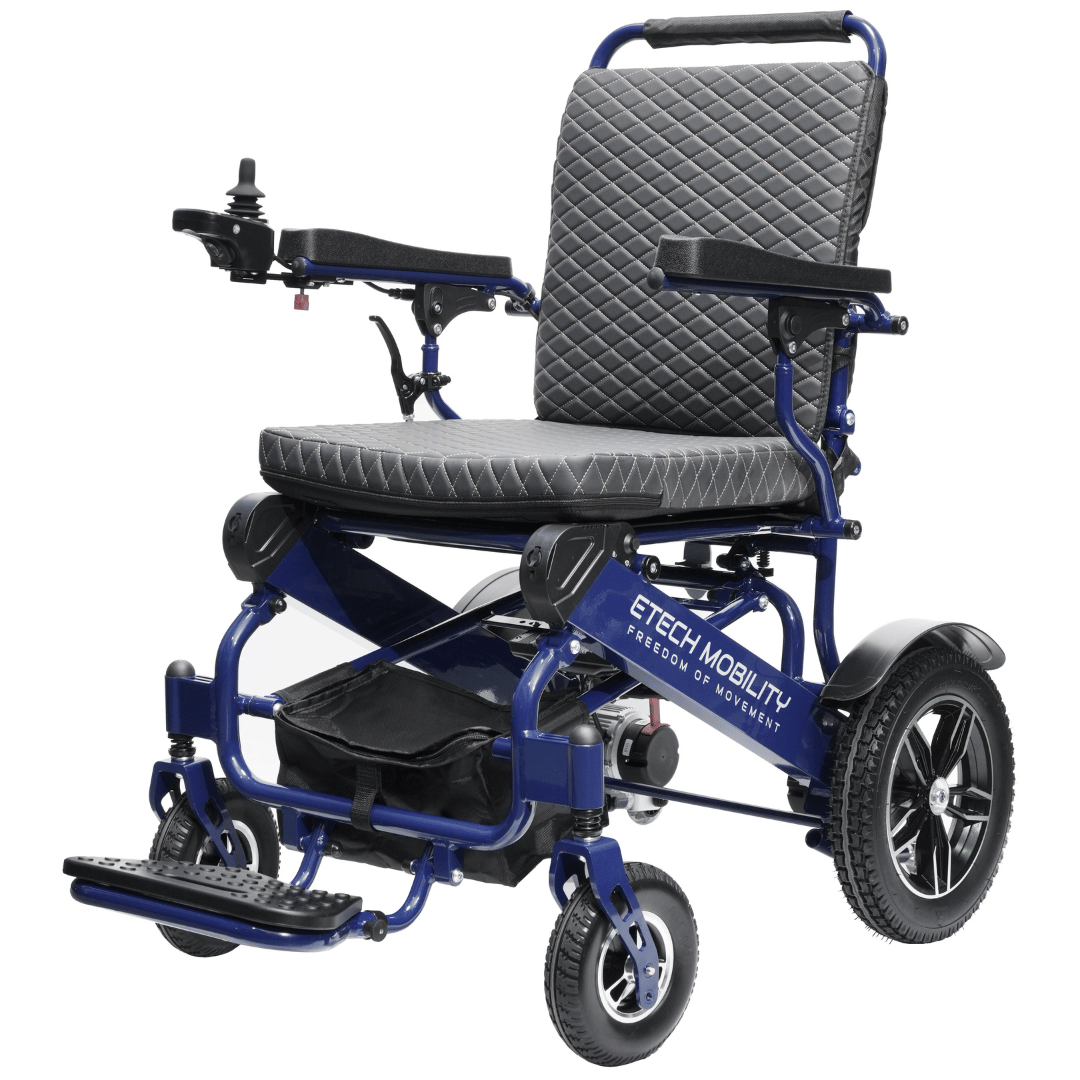 Voyager 185 – Lightweight Electric Wheelchair with Side - Slot Batteries and Reclining Seat (Heavy - duty 185kg Load) - Etech Mobility UK
