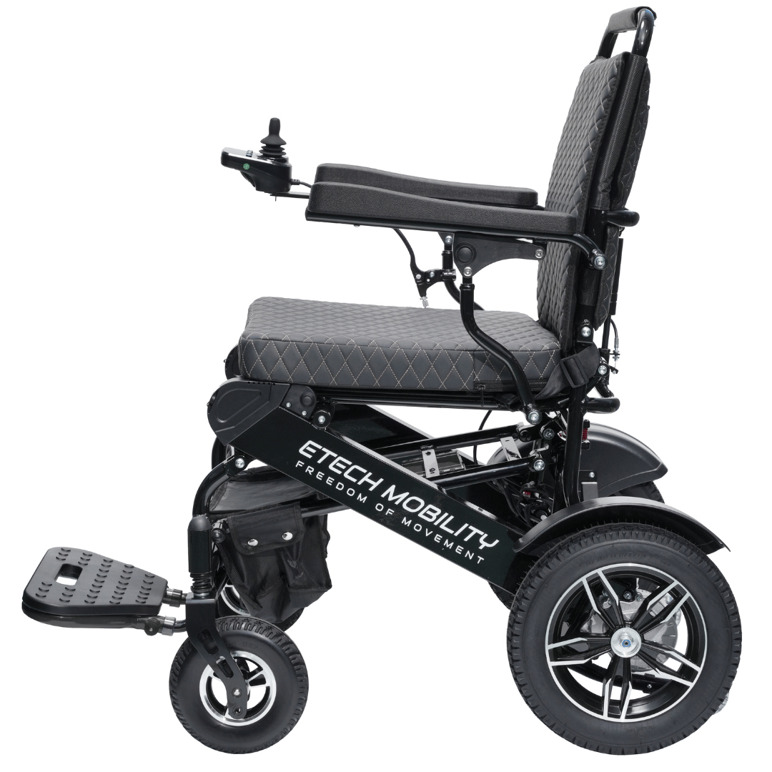 Voyager 185 – Lightweight Electric Wheelchair with Side - Slot Batteries and Reclining Seat (Heavy - duty 185kg Load) - Etech Mobility UK