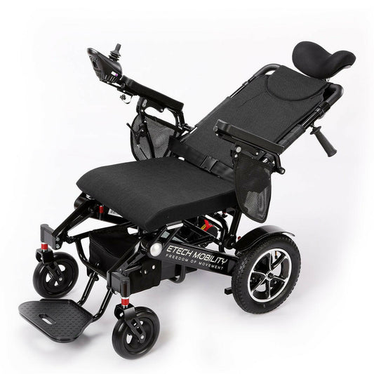 Wide Seat Reclinable Automatic Folding Powerchair Freedom Elite AFMR - Etech Mobility UK